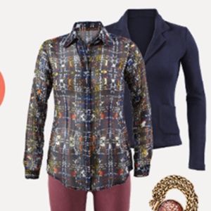 Cabi Festival Blouse, Medium, Gray Multi